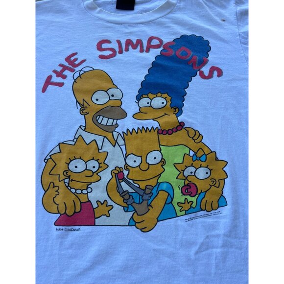 Vintage The Simpsons Graphic T-Shirt White 1989 20th Century Fox Corp Family Pri - Picture 2 of 6